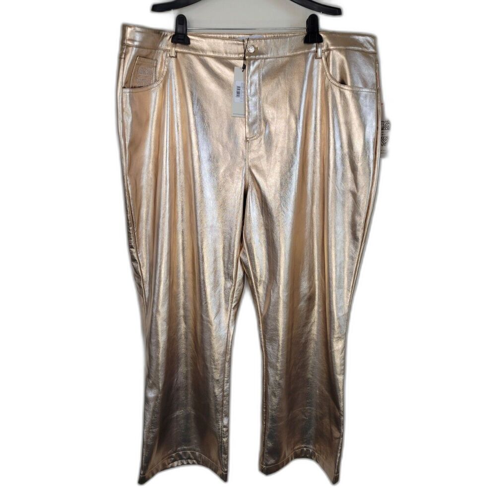 Never Fully Dressed Gold Vegan Leather Trouser